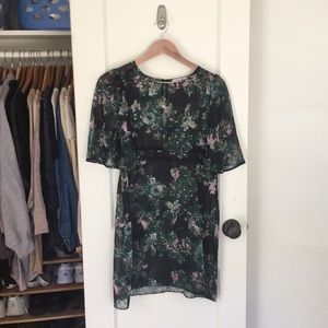 pink/green/black floral top